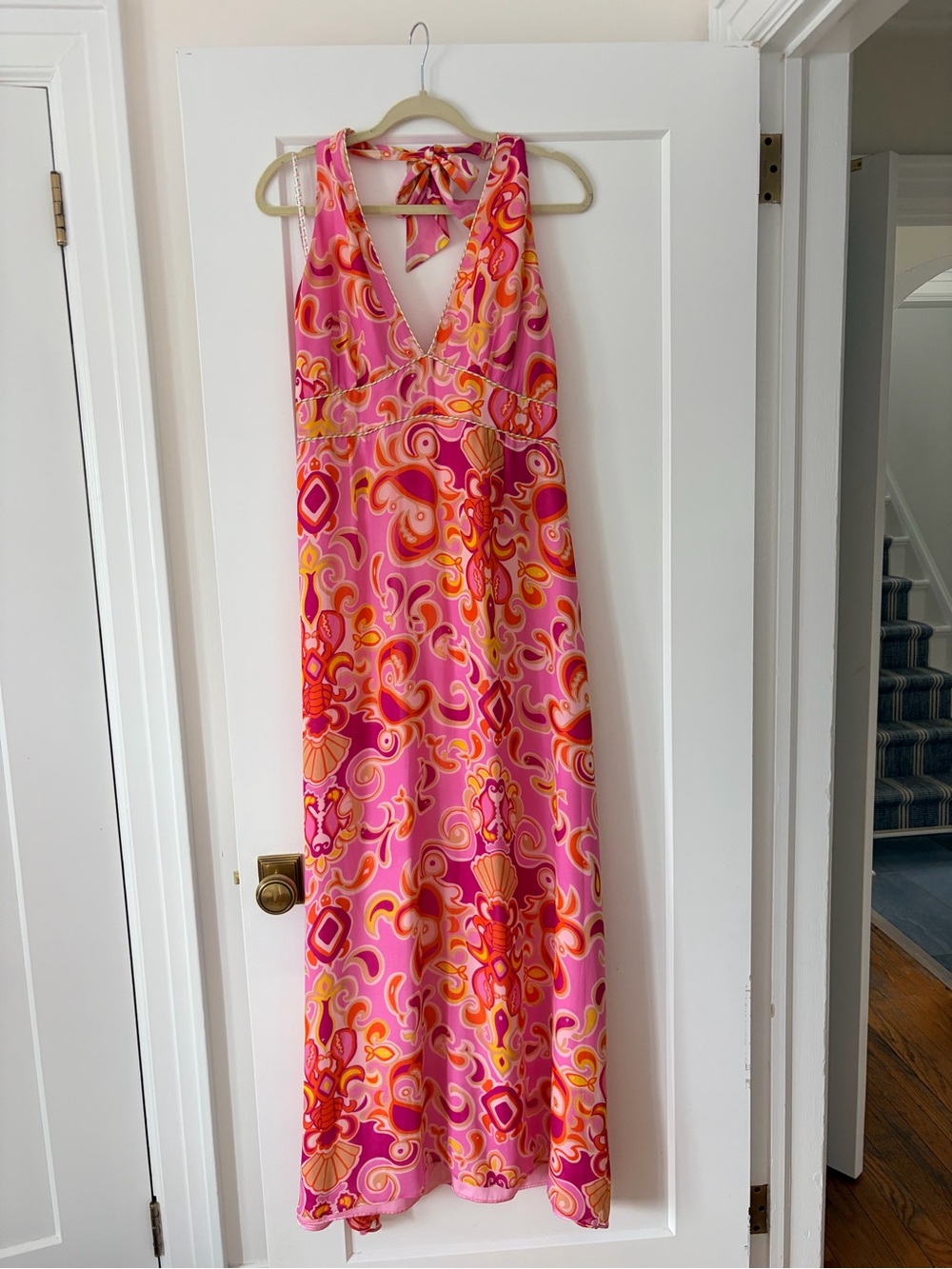 Lilly Pulitzer Pink, Orange and Red Halter Maxi Dress